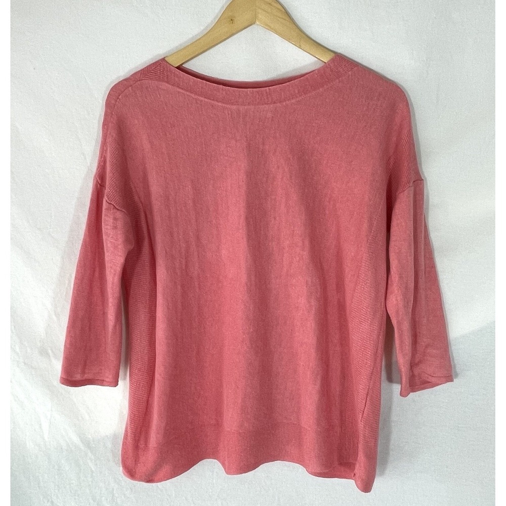 J Jill Sweater Womens Medium M Linen Blend Knit Pullover Salmon Orange